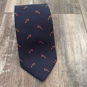 J. Crew Candy Cane Navy Silk Tie Christmas Holiday